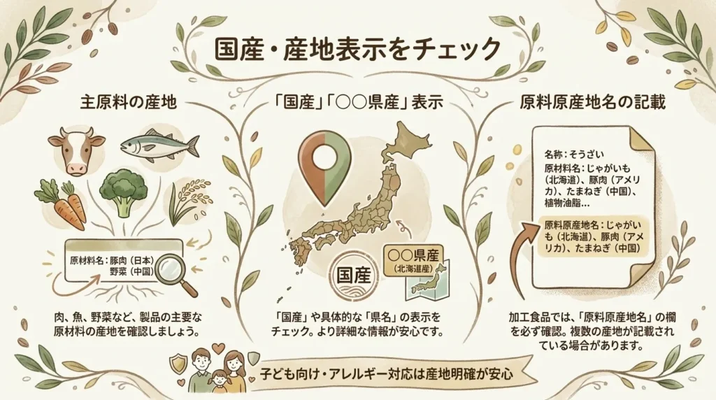 ③国産・産地表示をチェックする