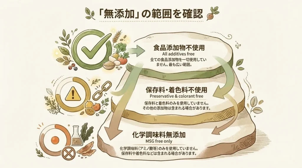 ②「無添加」の範囲を確認する