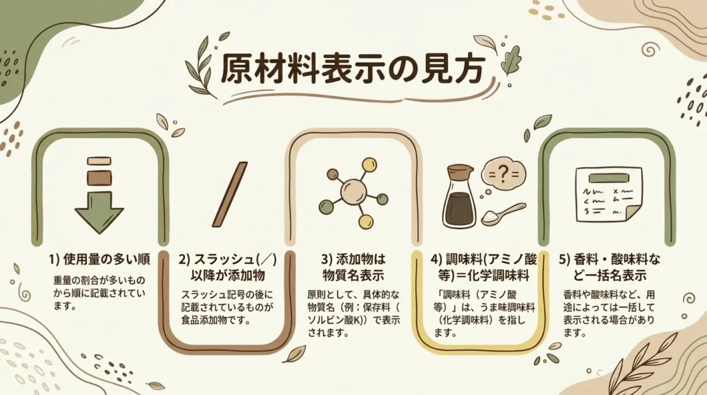 ①原材料表示の見方をマスターする