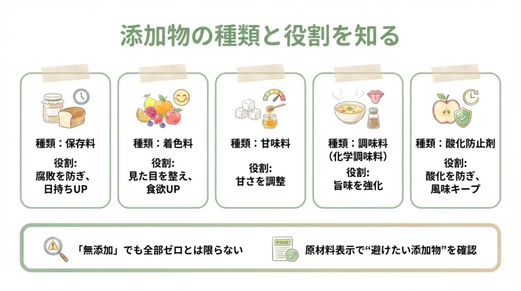 添加物の種類と役割を知る