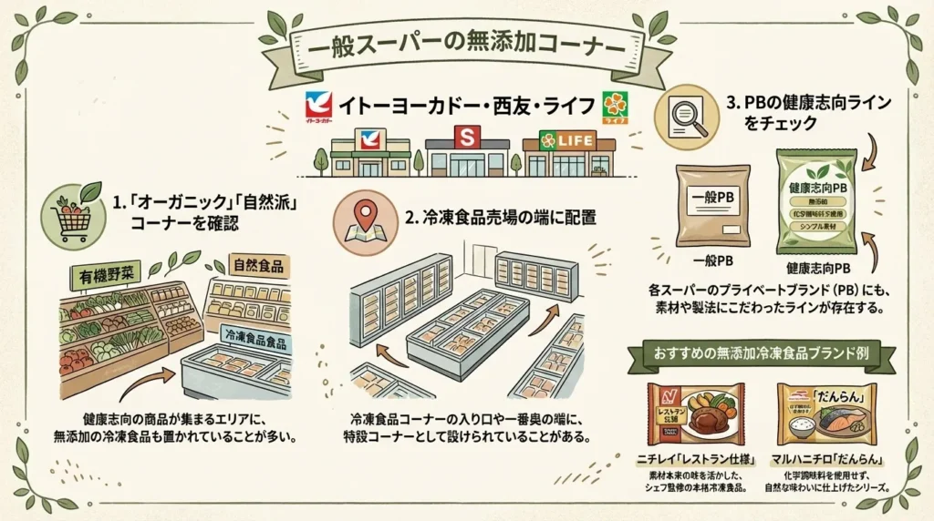 一般スーパーの無添加コーナー